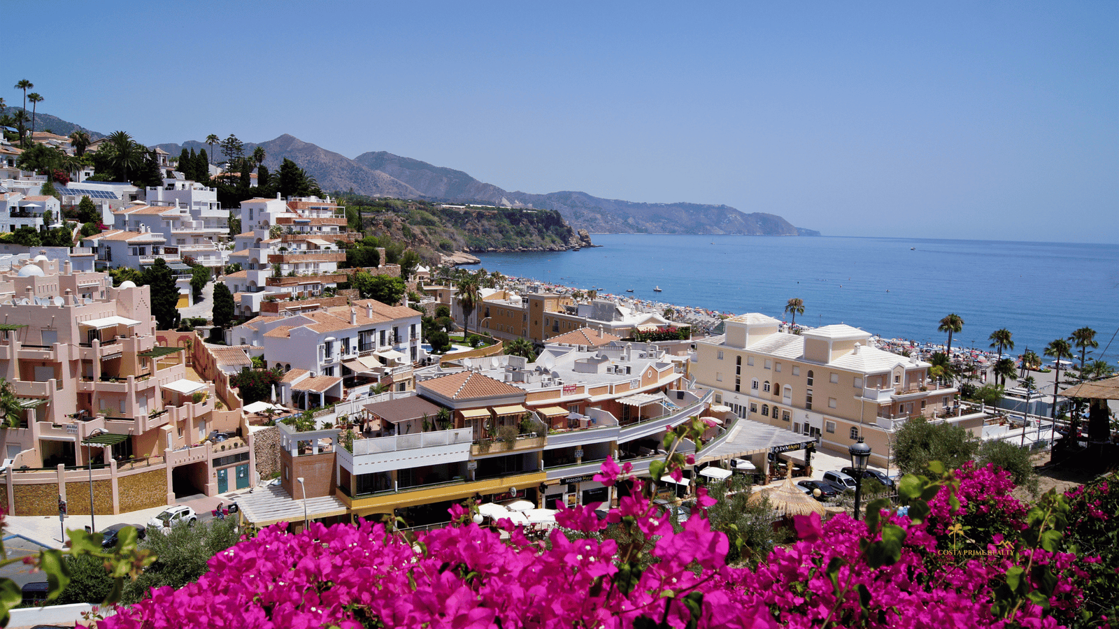 Mediterranean coastline and seaside homes on the Costa del Sol Spain