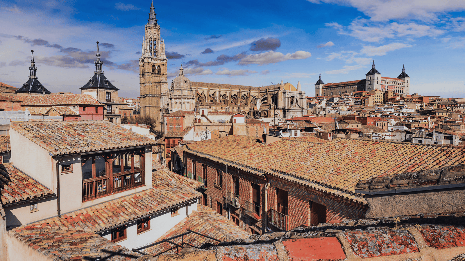 Historic skyline of Toledo in Castilla-La Mancha inland Spain traditional architecture and cathedral