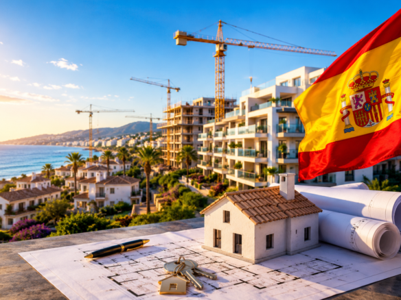 Modern residential development on the Costa del Sol illustrating Spain's €7 billion Housing Plan, affordable housing construction, property investment and housing market growth.
